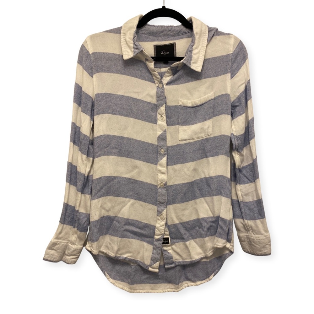 Rails 100% Rayon Long Sleeve Button Down Blue And… - image 1